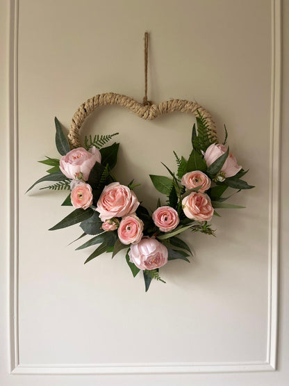 Faux Floral Heart in Pale Pink