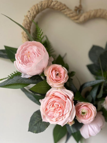 Faux Floral Heart in Pale Pink