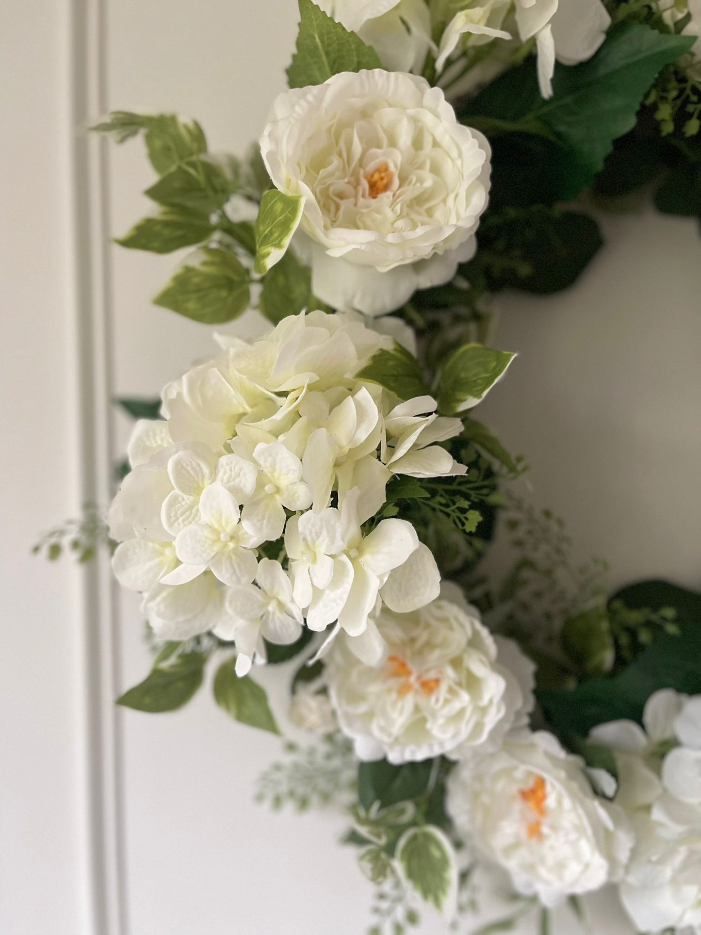 Faux White Elegant Country Floral Wreath