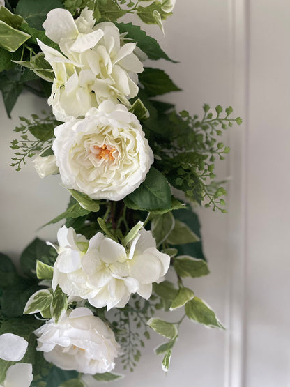 Faux White Elegant Country Floral Wreath