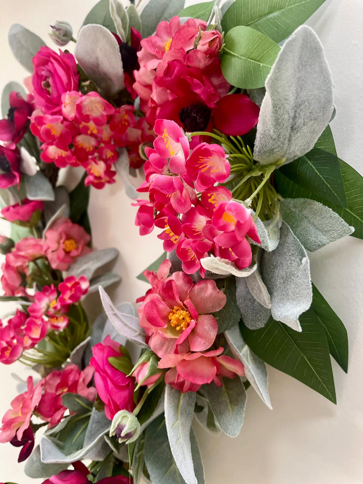 Faux Floral Heart Pink