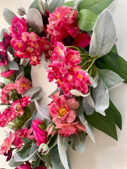 Faux Floral Heart Pink