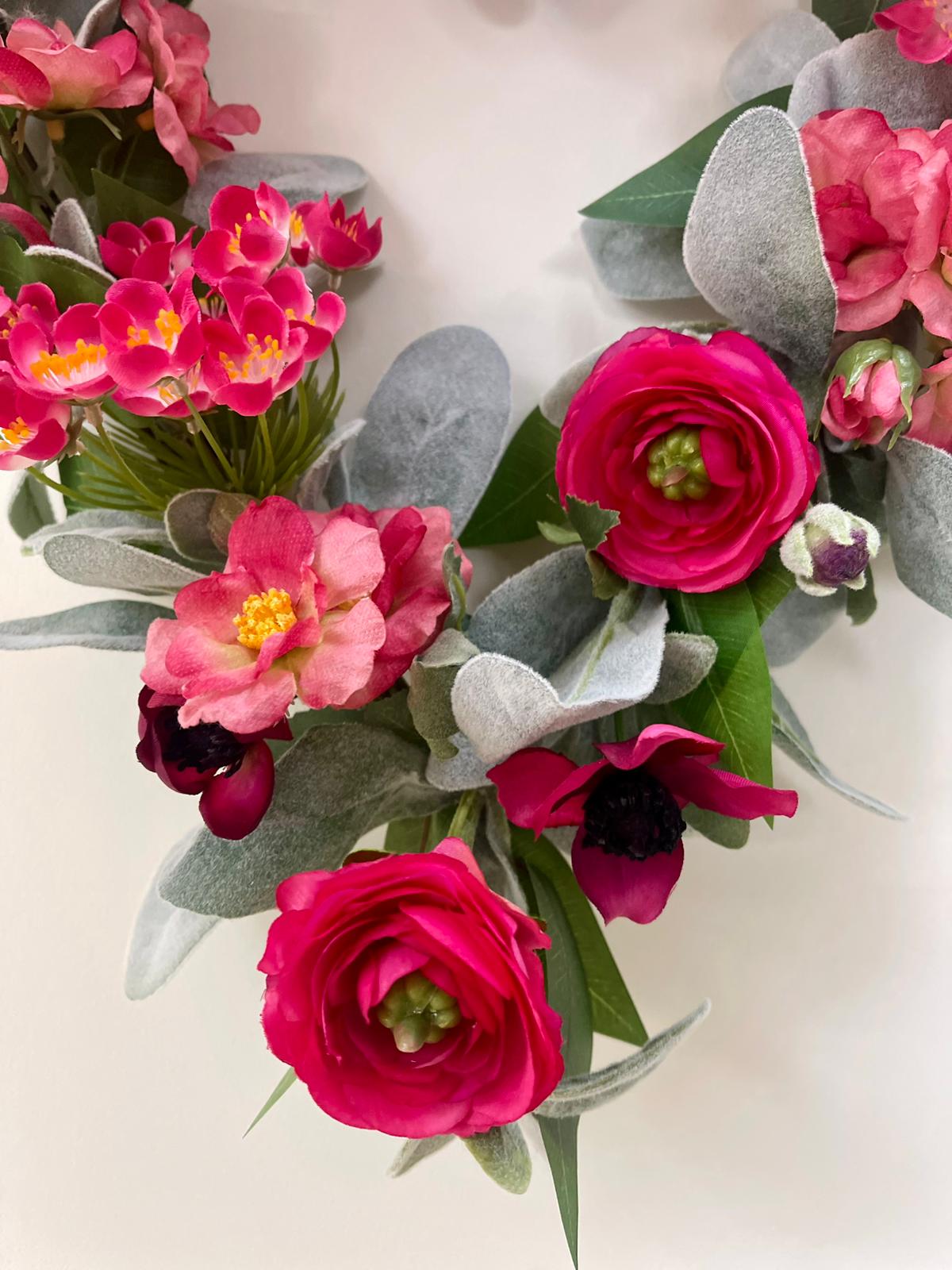 Faux Floral Heart Pink