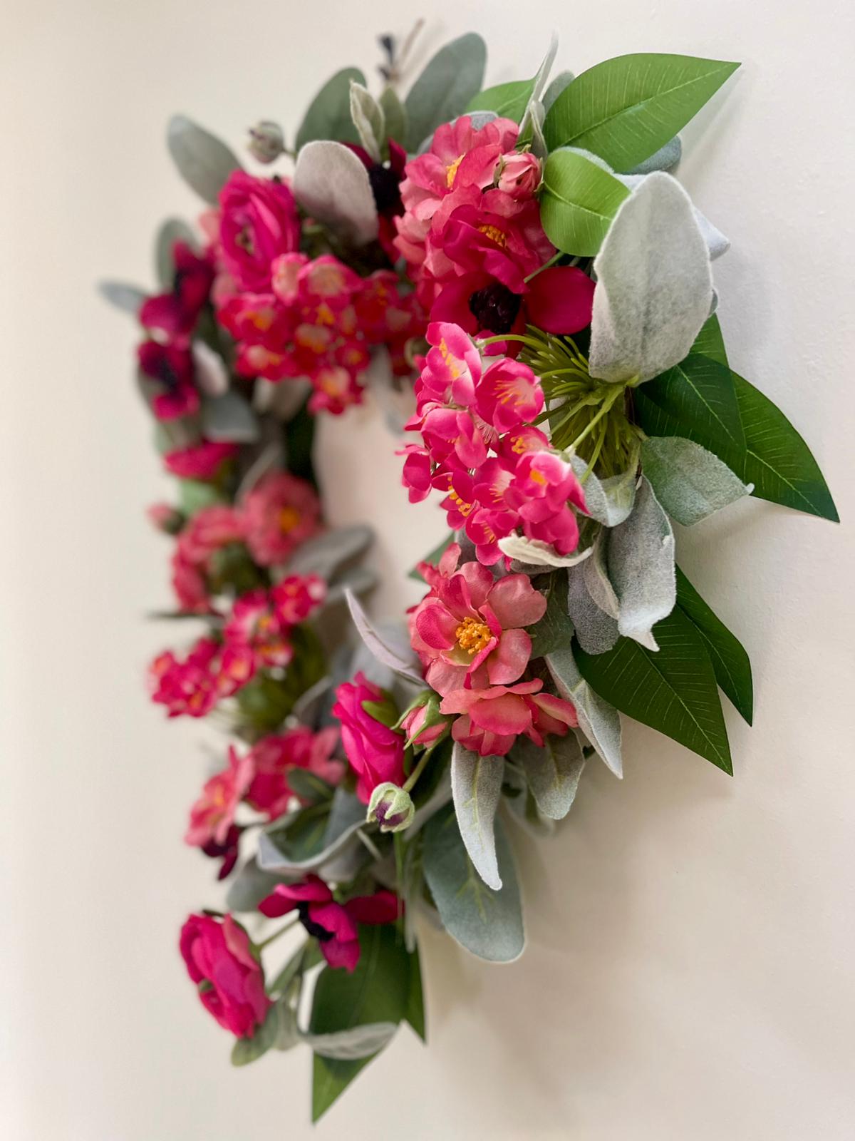 Faux Floral Heart Pink