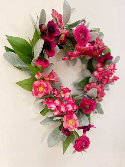 Faux Floral Heart Pink