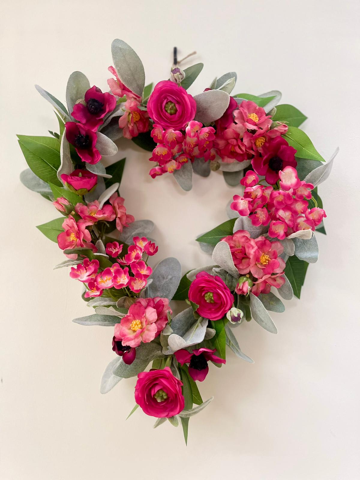 Faux Floral Heart Pink