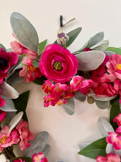 Faux Floral Heart Pink