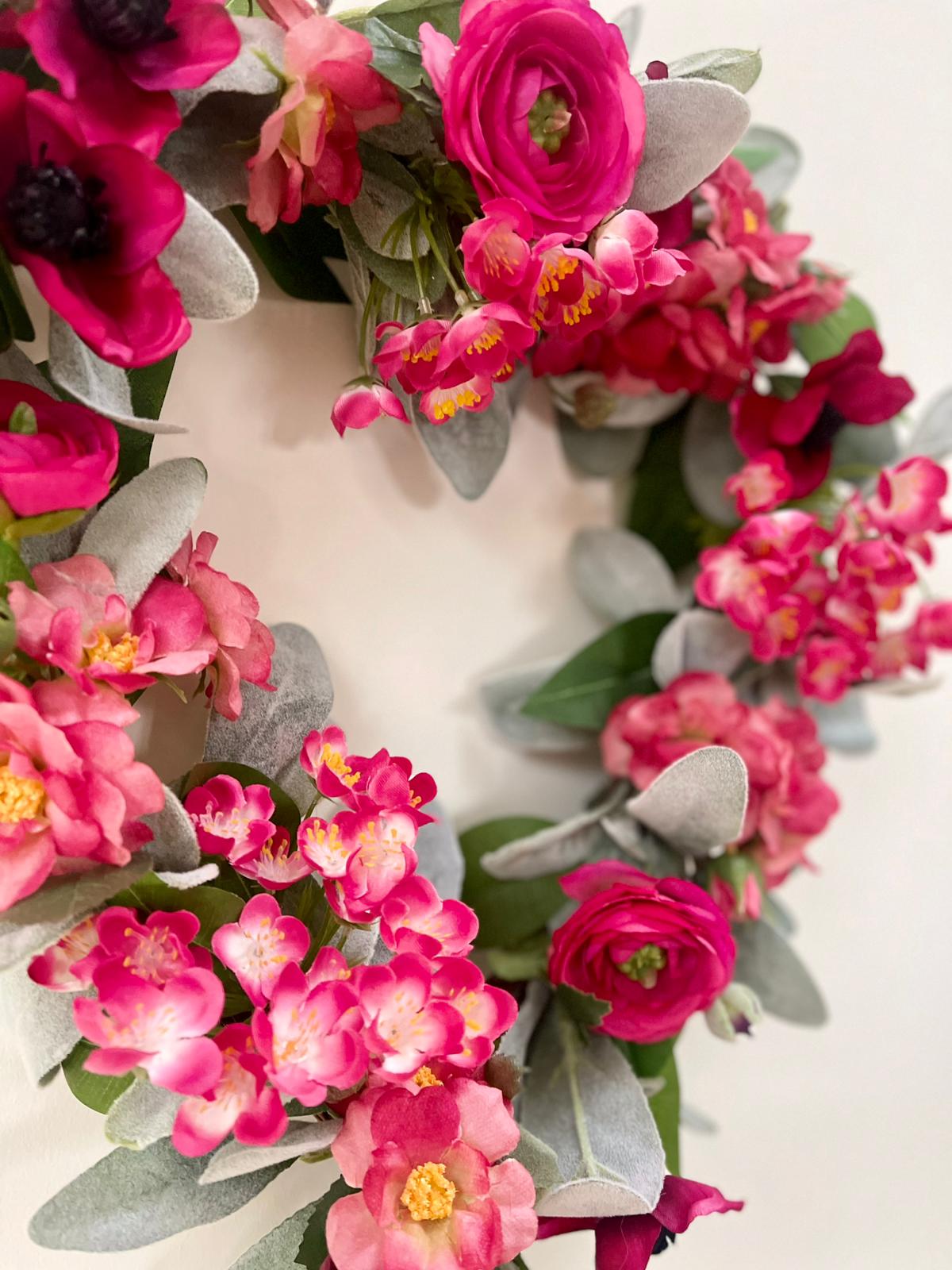 Faux Floral Heart Pink